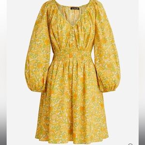 J. Crew V-neck cotton lawn mini dress in limone print